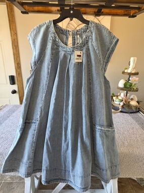 Free People Light Blue Denim Tunic Dress